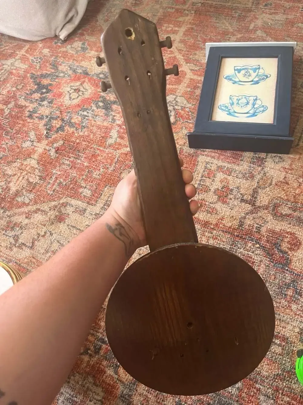 Vintage Handcrafted Wooden Guitar Shape Wall Mount Shelf
